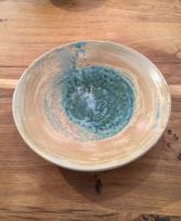 Medium Turquoise and Cream bowl by Sue Blagden
